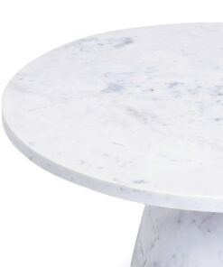 שולחן סלון עגול שיש לבן תקריב