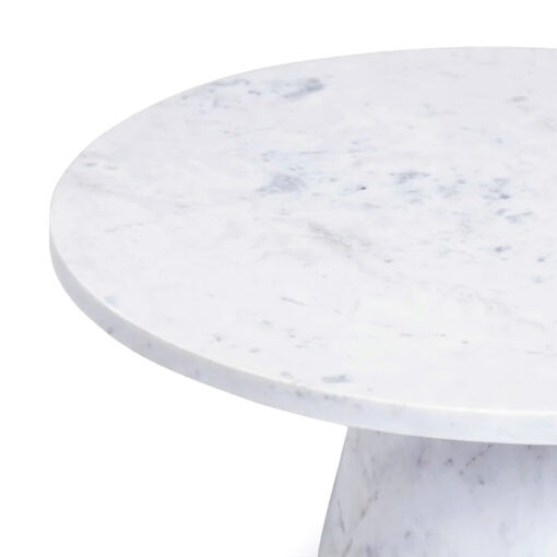 שולחן סלון עגול שיש לבן תקריב